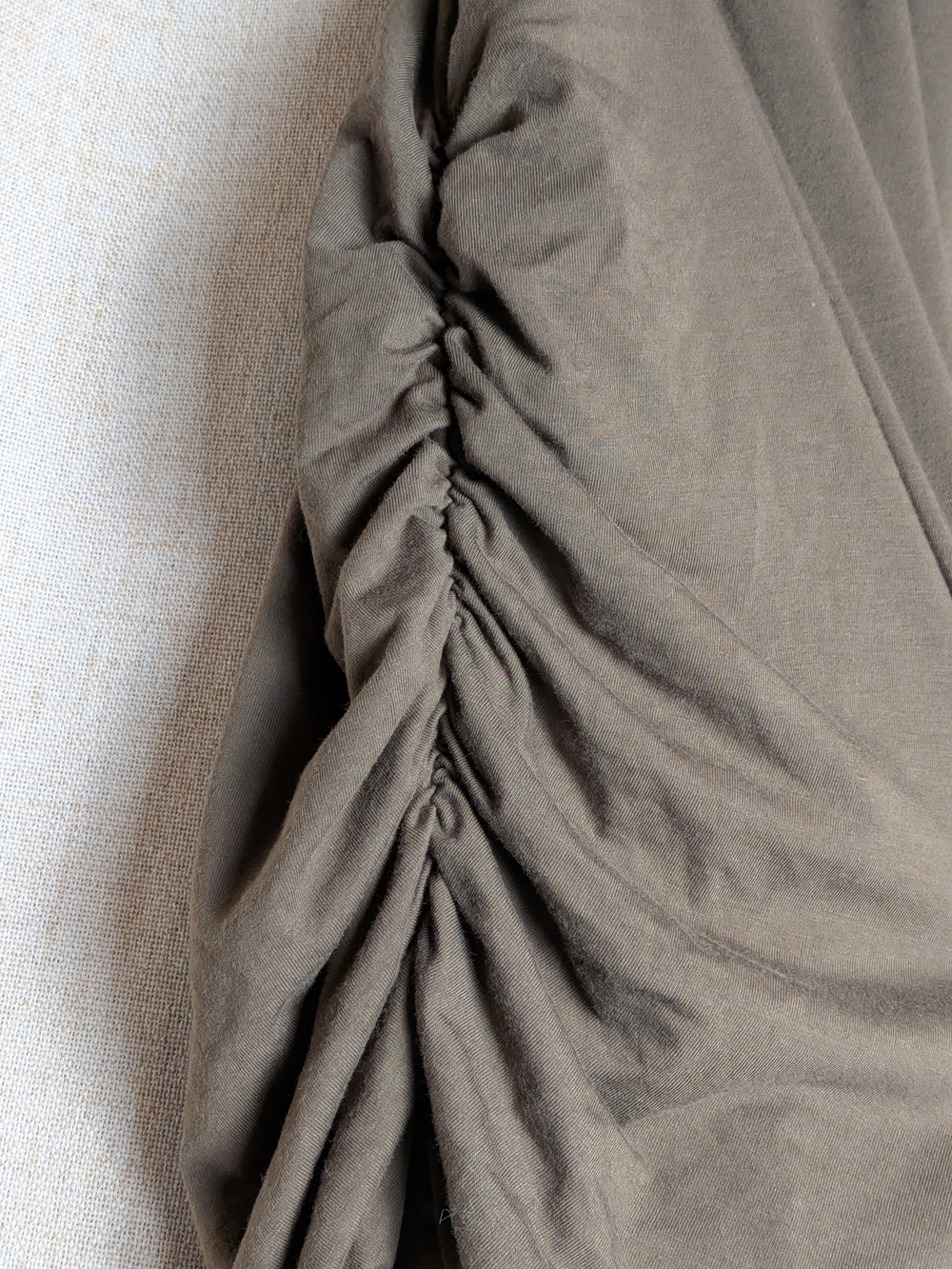 Synergy Organic Clothing Brown Ruched Bamboo Mini Skirt XL